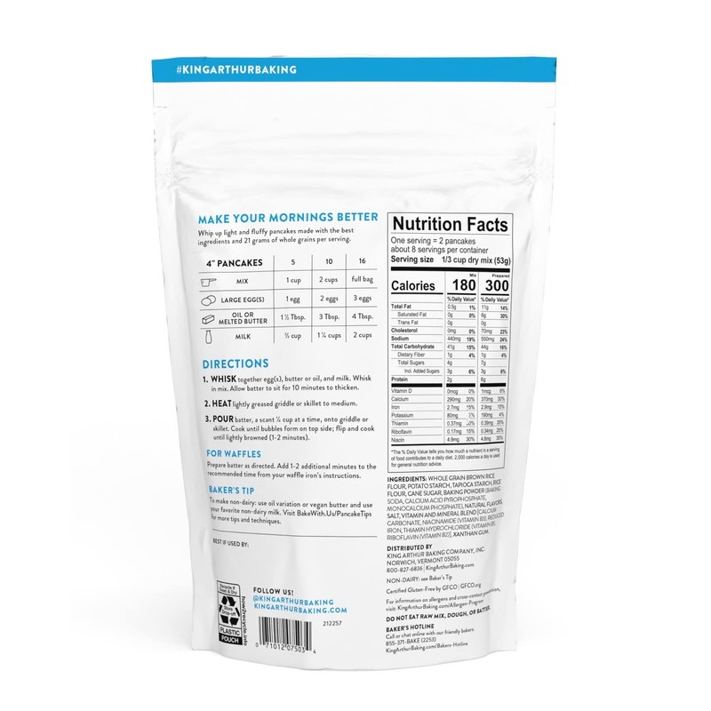 King Arthur Gluten Free Pancake Mix: Non-GMO, Kosher Certified, Easy-to-Prepare