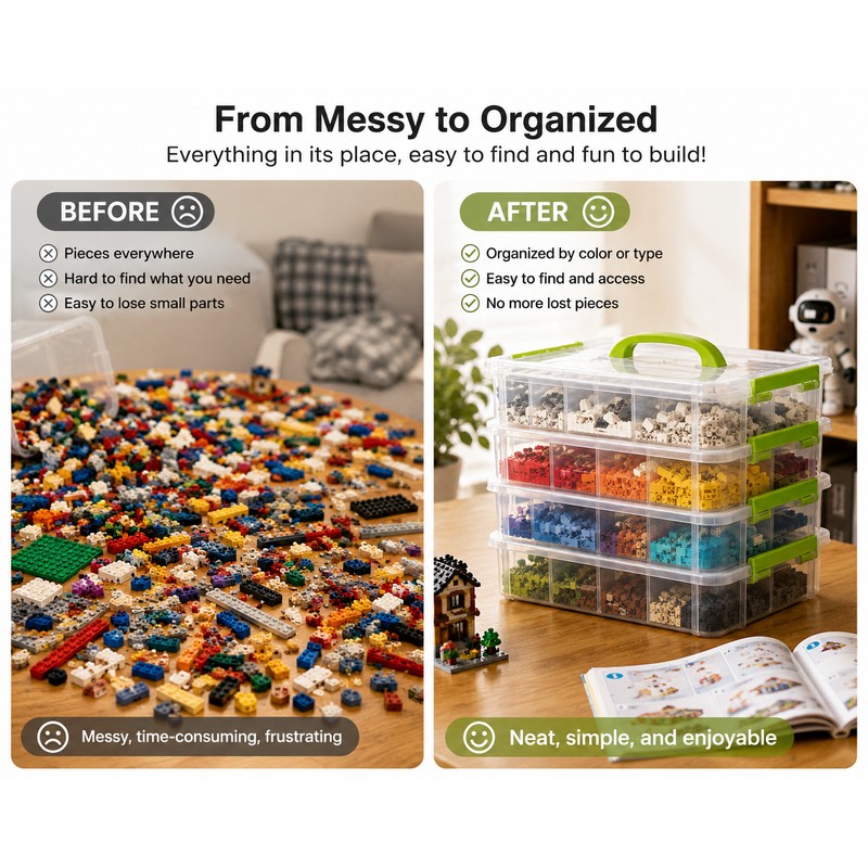 Transparent Plastic Storage Box with Green Drawer Portable Storage Organizer