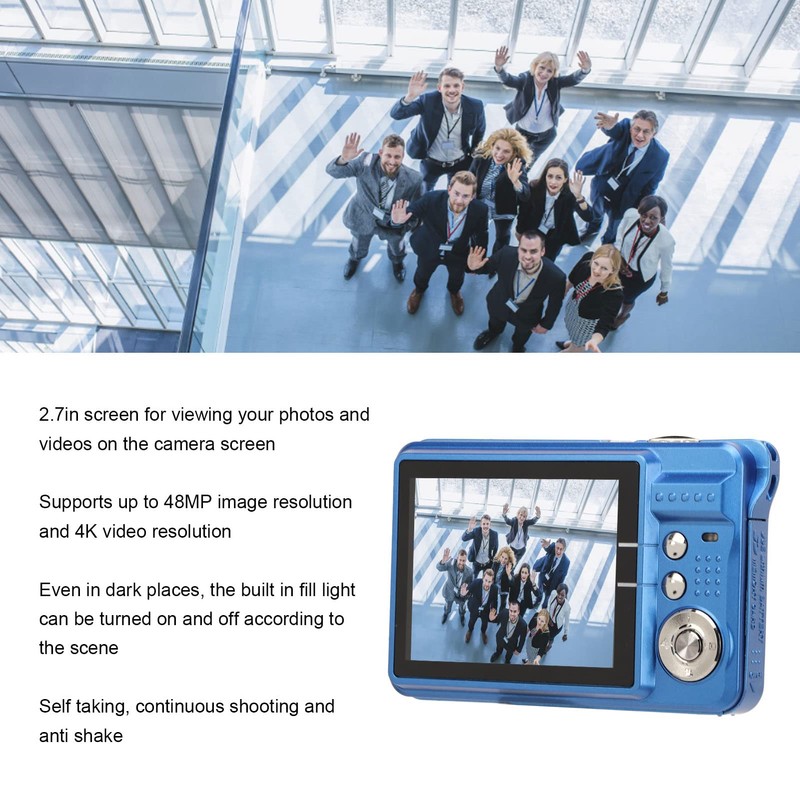 4K Digital Camera, Vlogging Camera, 2.7in LCD Display, 48MP 8x