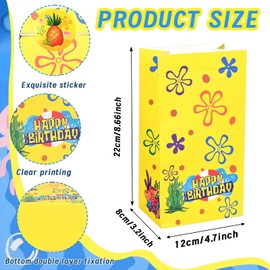 24Pcs Cartoon Birthday Party Candy Bags Tropical Ocean Themed Favor Bags Summer Happy Birthday Party Goodie Bags for Baby Shower Summer Holidays Supplies