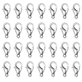 cierres para pulseras 150 cierres de pinza de langosta, 6 x 12 mm de acero inoxidable sin níquel, ganchos de cierre de mosquetón, cierres curvados de langosta para joyería de bricolaje Para Bisutería Collar Pulseras Manualidades (De plata, 150)