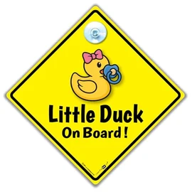 Little Duck Baby on Board Autoschild, 14 x 14 cm, gelber Diamant, Saugnapfhalterung, Entchen