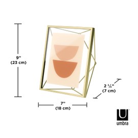 Umbra Prisma 5x7 Picture Frame for Desktop or Wall, Holds One 5”x7” Photo, Matte Brass