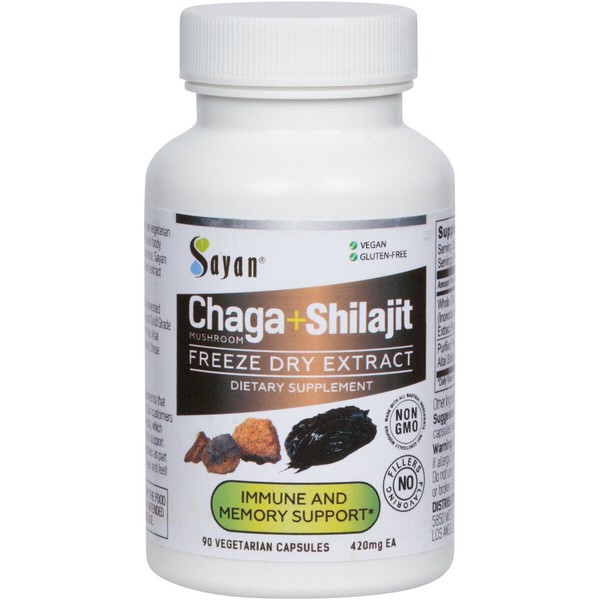 Chaga Mushroom & Shilajit Supplement 90 Caps Siberian Natural Immune Support