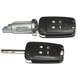 New For Select GM Vehicle Ignition Lock Cylinder Switch W/2 Flip Remote Keys 5912545 5 Buttons 13504199