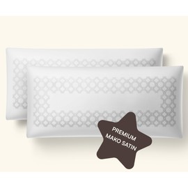 Amqua Mako Satin Pillowcase 40 x 80 cm Cotton (Set of 2) White Grey Pattern Satin Cushion Cover 80 x 40 cm 40 x 80 cm Pillowcase Soft Like Silk Pillowcase 40 x 80 cm Pillowcase 40 x 80 cm Mako Satin