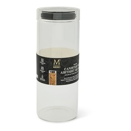 CORE HOME 50.7oz Airtight Glass Food Storage Canister with Glass Lid & Silicone Seal – Clear Large Kitchen Container for Coffee, Pasta, Flour, Snacks, Candy & More – Onyx Collection