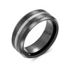 Simple Black Silver Two Tone Center Couples Titanium Wedding Band