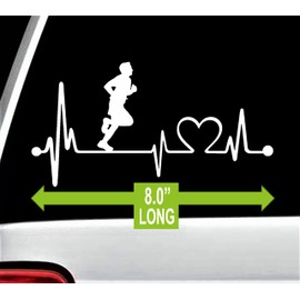 Run Guy Heartbeat Lifeline Decal for Car Window BGK1009
