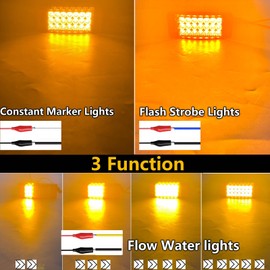NBWDY 4Pcs 5.8" Amber 21LED Side Marker Clearance Trailer Lights, 3-in-1 Front Rear Strobe Sequential Signal Brake Indicator Waterproof 12V Rectangular Tail Light for Truck Camper Bus Van RV ATV