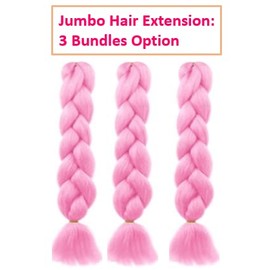 Braiding Hair Extension Jumbo Ombre Colorful for Crochet Braiding 3 Packs (High temperature, Synthetic Fiber, 24 inches) (3pc-Pink)
