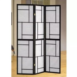 Coaster Modern Wood Three Panels Folding Screen Room Divider in Black