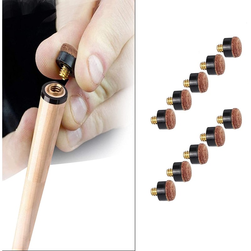 Gunwon 10 Pcs Screw on Tips 10 mm Replacement Cue