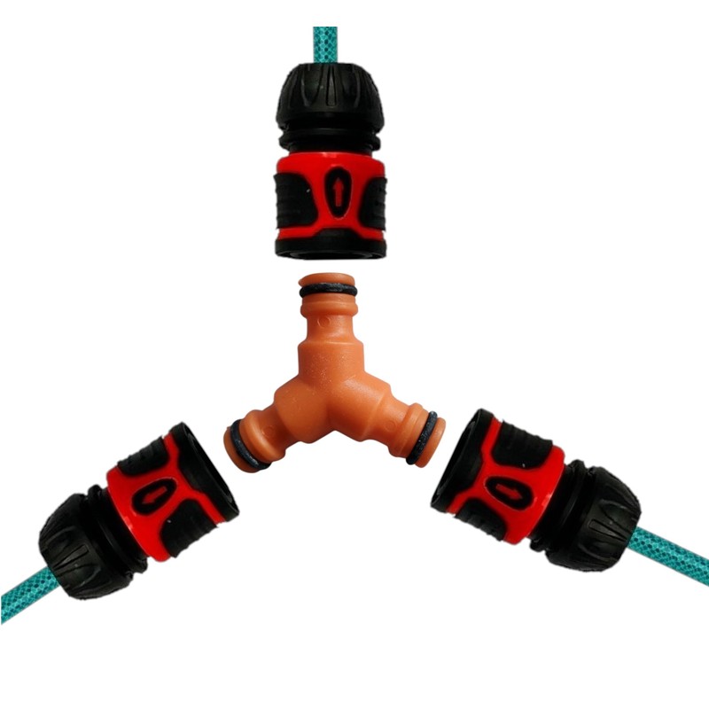 Garden Hose Y Connector, 1/2" Male Quick Connect, 3-Way Splitter,