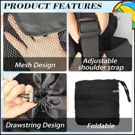 INVODA Mesh Beach Bag Drawstring Beach Backpack Foldable Toy Organizer Bag Shell Bag Large Capacity Swim Bag, 5pcs, Universal size, Beach Bag