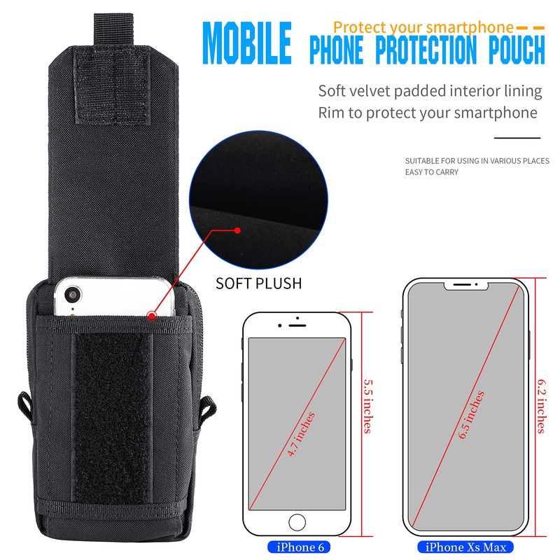 bvya Tactical Phone Pouch, Multi-Purpose Utility Tool Pocket Molle Phone
