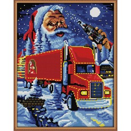 CaptainCrafts Cross Stitch Kits Christmas Counted Cross Stitch Unpreprinted Fabric Cross Stitch DIY Art Embroidery Kits for Adults (White 14CT, Christmas Truck)
