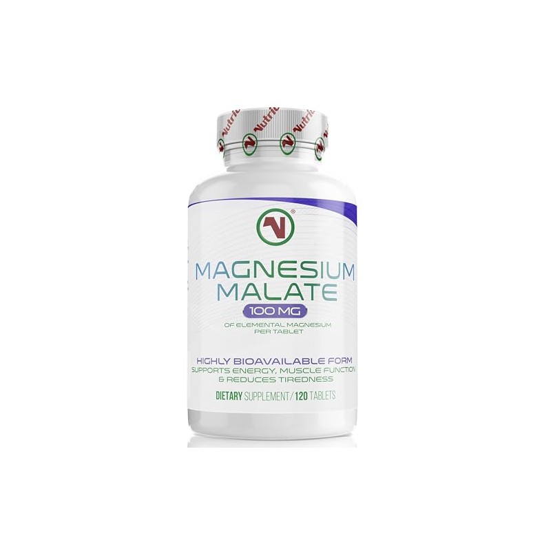 Nutriodol Magnesium Malate 100 mg – 120 Vegan Tablets | Highly