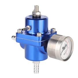 Adjustable Fuel Pressure Regulator, Universal 0-140 PSI Adjustable Petrol Pressure Regulator, Aluminium Alloy FPR Petrol Pressure Regulator with Pressure Gauge and Hose