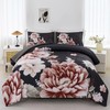 RYNGHIPY Floral Comforter Set King Size Botanical Flowers Leaves Bedding