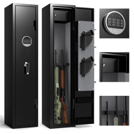 Marcree 3 Rifle Gun Safe, Gun Cabinets for Rifles and Shotguns with Inner Safe, Gun Safes for Rifle and Pistols with Dual Alarm System, 180 Degree Quick Access Shotgun Safe for Home, Electronic Lock