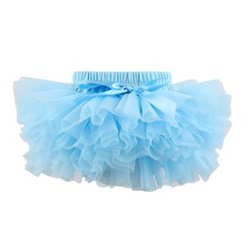 HOOLCHEAN - Falda tutú suave y esponjosa de 4 capas de tul con funda de pañal de algodón para bebé, Azul, 1-2 Años