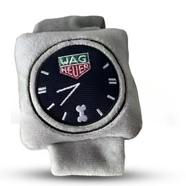 Chomp Haus Wag Heuer – Luxurious Plush Dog Toy with Squeaker, Premium Fabric, Embroidered Details, Designer-Inspired Chew Toy, Fun Gift for Small to Medium Dogs & Dog Lovers