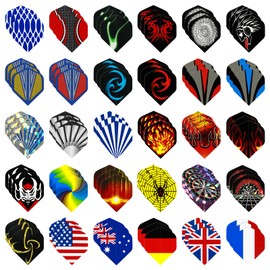 kuvanspok Standard Dart Flights Sets 30 Sets 90 pcs Durable Replacement Dart Accessories Parts Supplies, Rich Variety of Designs Tail Wing