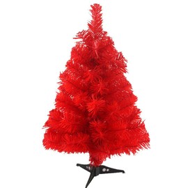 Jackcsale 2 Foot Artificial Christmas Tree Xmas Pine Tree with PVC Leg Stand Base Holiday Decoration Red