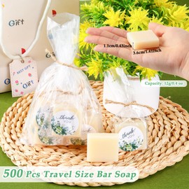 Leelosp 60 Set Square Mini Soaps for Guests Small Scented Bars White Hand Soaps with Thank You Tag Cards for Baby Shower Bridal Shower Gifts Wedding Birthday Party