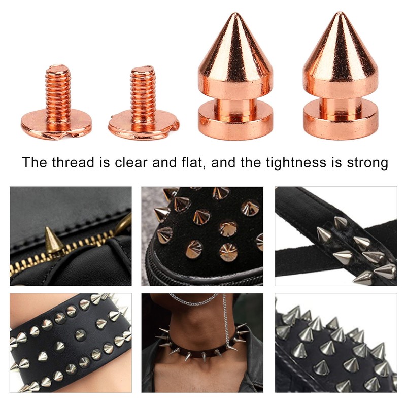 100 Sets Spiked Cone Spike Stud Rose Gold High Hardness