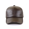 Ueither Men's Adjustable Baseball Cap PU Leather, dark brown