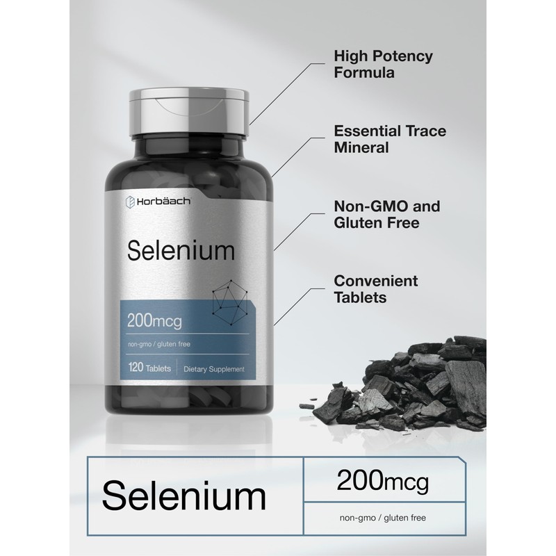 Horbäach Selenium 200mcg Supplement for Women & Men | 120