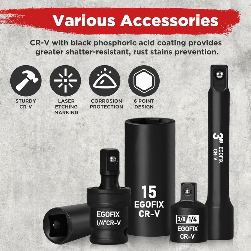 1/4" Drive Impact Socket Set 90 Piece, Metric Socket (4-15mm)