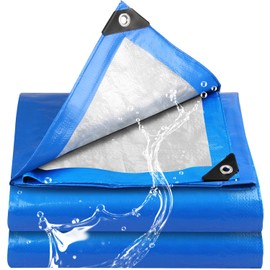 Blue Sheet, Medium Thick, Waterproof, Vinyl Sheet, 6.6 x 9.8 ft (2 x 3 m), Approx. 10.4 ft (4 tatami mats), With Eyelets, For Outdoor Use, For Disaster Prevention, For Rainy Wind, UV Protection, 1 Sheet