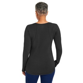 Healing Hands Mackenzie Women's Underscrub, Long Sleeve Tee with Thumbholes, Modern Fit Undershirt- 5051, XS, Black