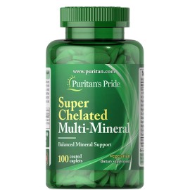 Super Chelated Multi-Mineral 100 cápsulas recubiertas Puritans Pride