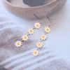 Cybche Boho White Acrylic Flower Daisy Earrings Floral Dangle Hook
