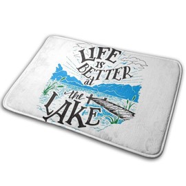 Bathroom Rugs Bath Mat Lake House Life, 16x24 Inch, Non Slip Fluffy Soft Plush Shower Carpet Rug, Machine Washable Bath Mats for Tub, Bedroom, Kitchen, Floor