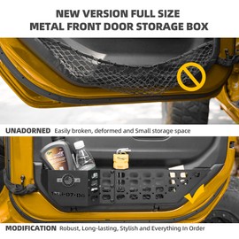 NKCELL POWER 2Pcs Metal Front Door Storage Box for Jeep Wrangler JL JLU 4XE 2018-2024 & Gladiator JT 2020-2024 Interior Storage Expansion Front Door Storage Pockets Side Insert Organizer Accessories