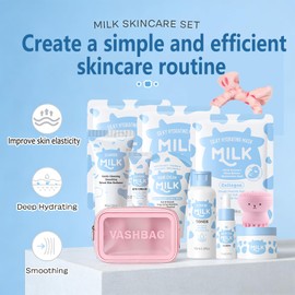 Milk SkinCare Set for Kids & Teens, Moisturizing Gentle, 12 Pcs
