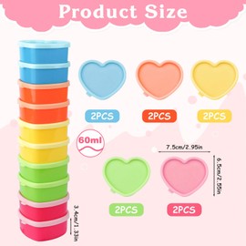 TAIXING Set of 10 Small Containers with Lids, Plastic Heart Shape, Small Containers, 5 Colours, Mini Freezer Containers, Food Storage Containers with Lid, Small for Storing Snack, Fruit