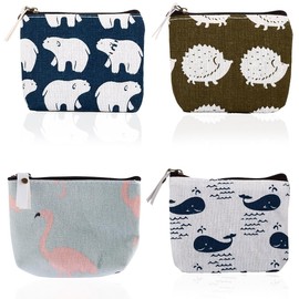 KOLZEMV Pack of 4 Women's Small Purse, Mini Purse, Mini Purse with Zip, Portable Mini Purse Women, Cosmetic Bag, Mini Bag for Coins, Cards, Keys