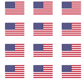 12 Mini American Flags 1x.75 Iron On or Heat Press Transfers Bulk, USA Made, Patriotic Military DIY Crafts