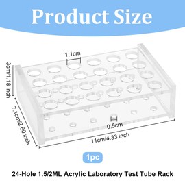 OLYCRAFT 24 Sockets Acrylic Clear Test Tube Rack Transparent Acrylic Test Holder Rack Centrifuge Tube Holder Labortory Display Stands for 1.5ml 2ml Test Tubes Chemistry Laboratory - Hole: 11mm 5mm