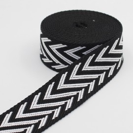 LEDUC Gurtband 5 Meter mit Linien- und Pfeilmuster, 100% Polyester, 38 mm, 152, Schwarz