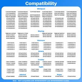 W11307244 W10682535 Washer Lid Lock and Lid Strike w10837741, Compatible with Amana Kenmore maytag Whirlpool Washer, Replace w11253733 w10838613, Fit Models wtw5000dw1 wtw4816fw2 ntw4516fw3
