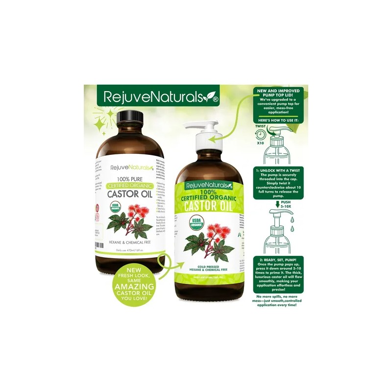 Aceite Orgánico De Ricino, 100 Puro, Hexano Última Interven