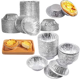 Pack of 250 Egg Tart Moulds, Disposable Aluminium Foil Cups, Egg Tart Mould, Round Egg Tart Tins, Disposable Baking Moulds Round for the Kitchen, Baked Tartlet, Jam Tartlet and Dessert