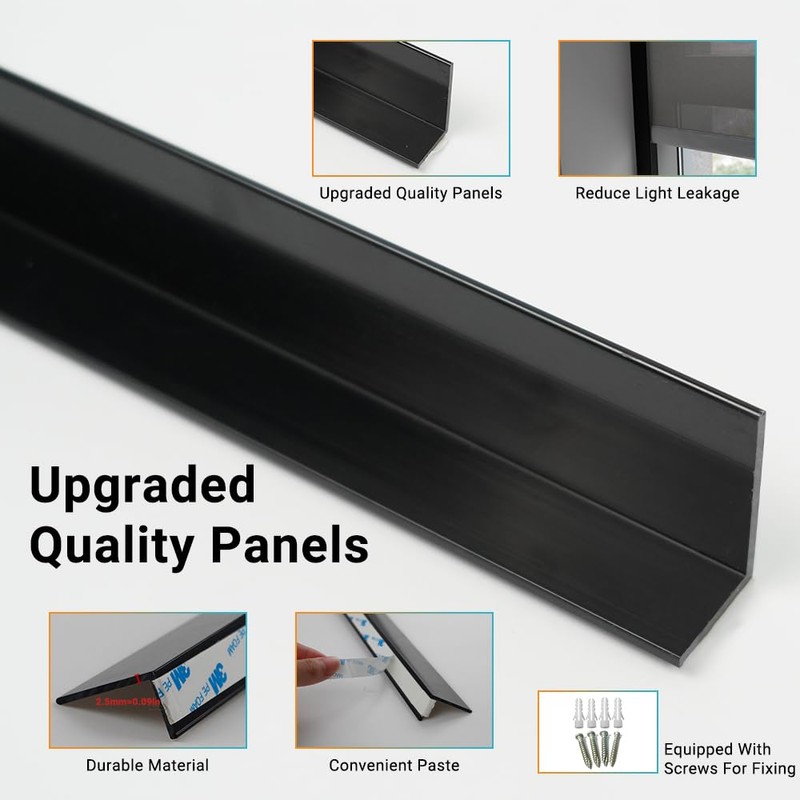 Blindify Light Blockers Blackout Side Tracks, PVC Blackout Side Strips